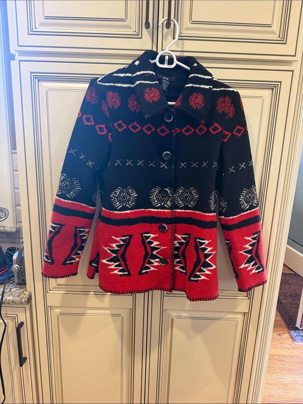 Women’s Kial Patterned Knit Jacket - Black & Red